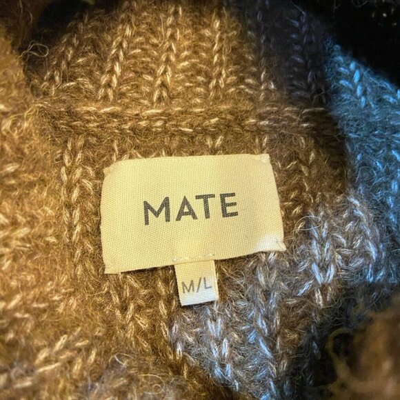 Mate the label Women Chunky Alpaca Turtleneck Sweater M/L Brown Organic Peru NEW - Picture 8 of 11